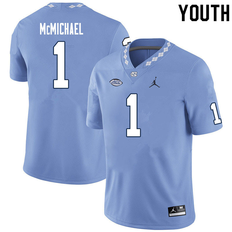 Youth #1 Kyler McMichael North Carolina Tar Heels College Football Jerseys Sale-Carolina Blue